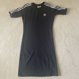 Adidas bodycon Black Dress with White Accents